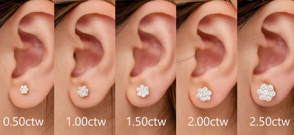 0.75ctw Flower Stud Diamond Earrings 14k 10k Solid Gold