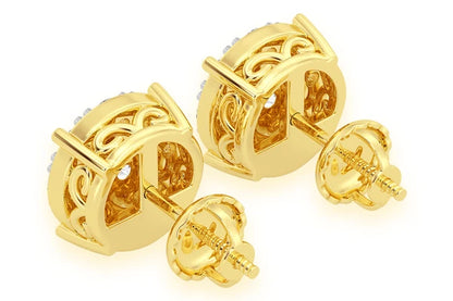2.00ctw Mosaic Diamond Stud Earrings 14k 10k Solid Gold